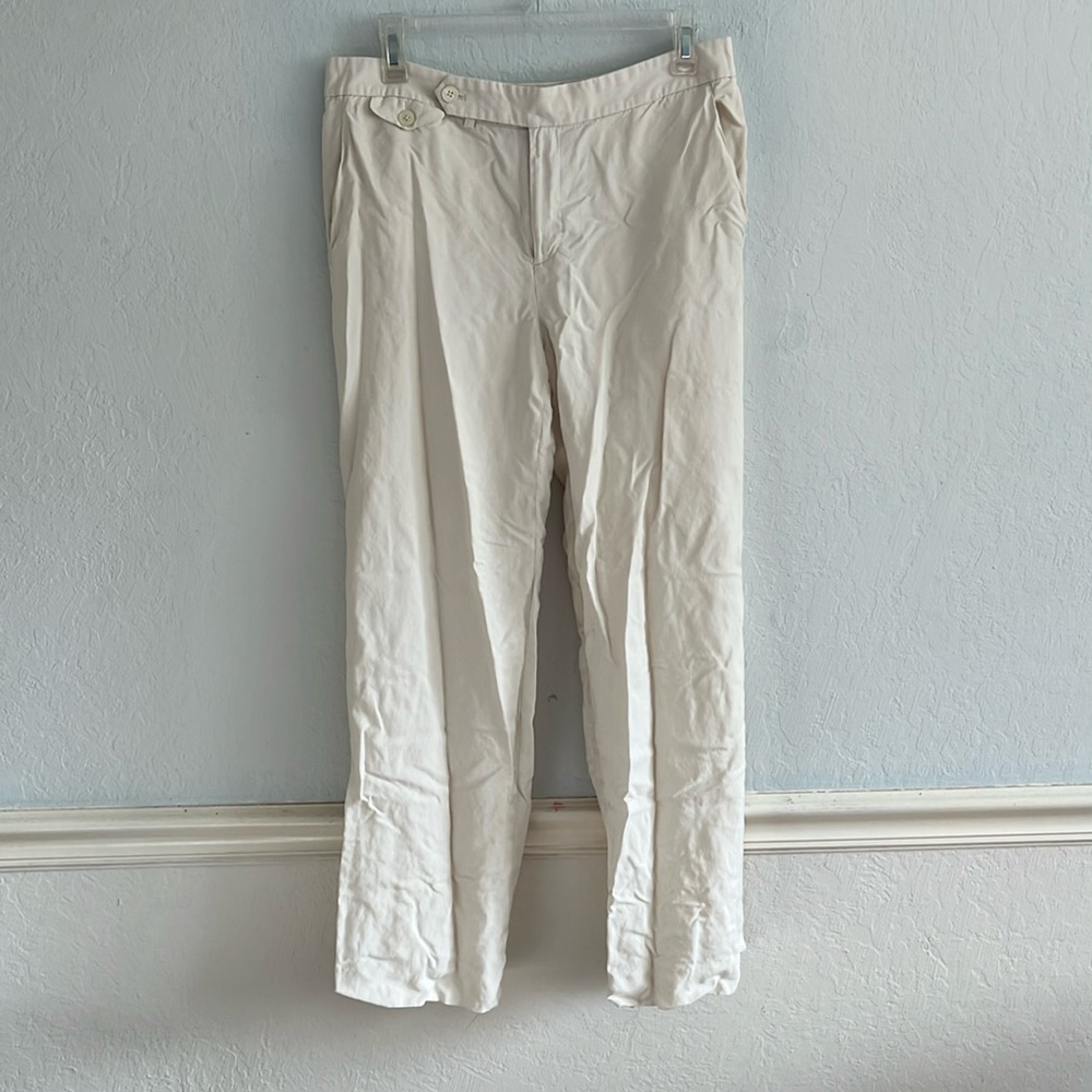Lauren Ralph’s Lauren Devrouax White Silk Linen Slacks/ Pants